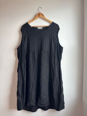 Linen Sleeveless Black Mini Dress